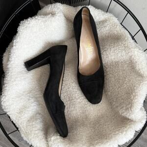 Authentic Chanel Black Suede Vintage Pumps Black 39.5